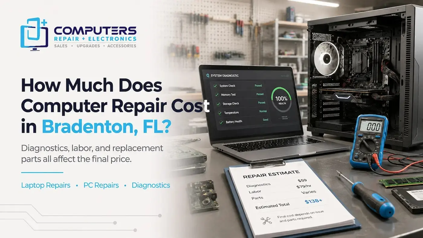 Computer repair cost guide for laptops and PCs in Bradenton, FL.