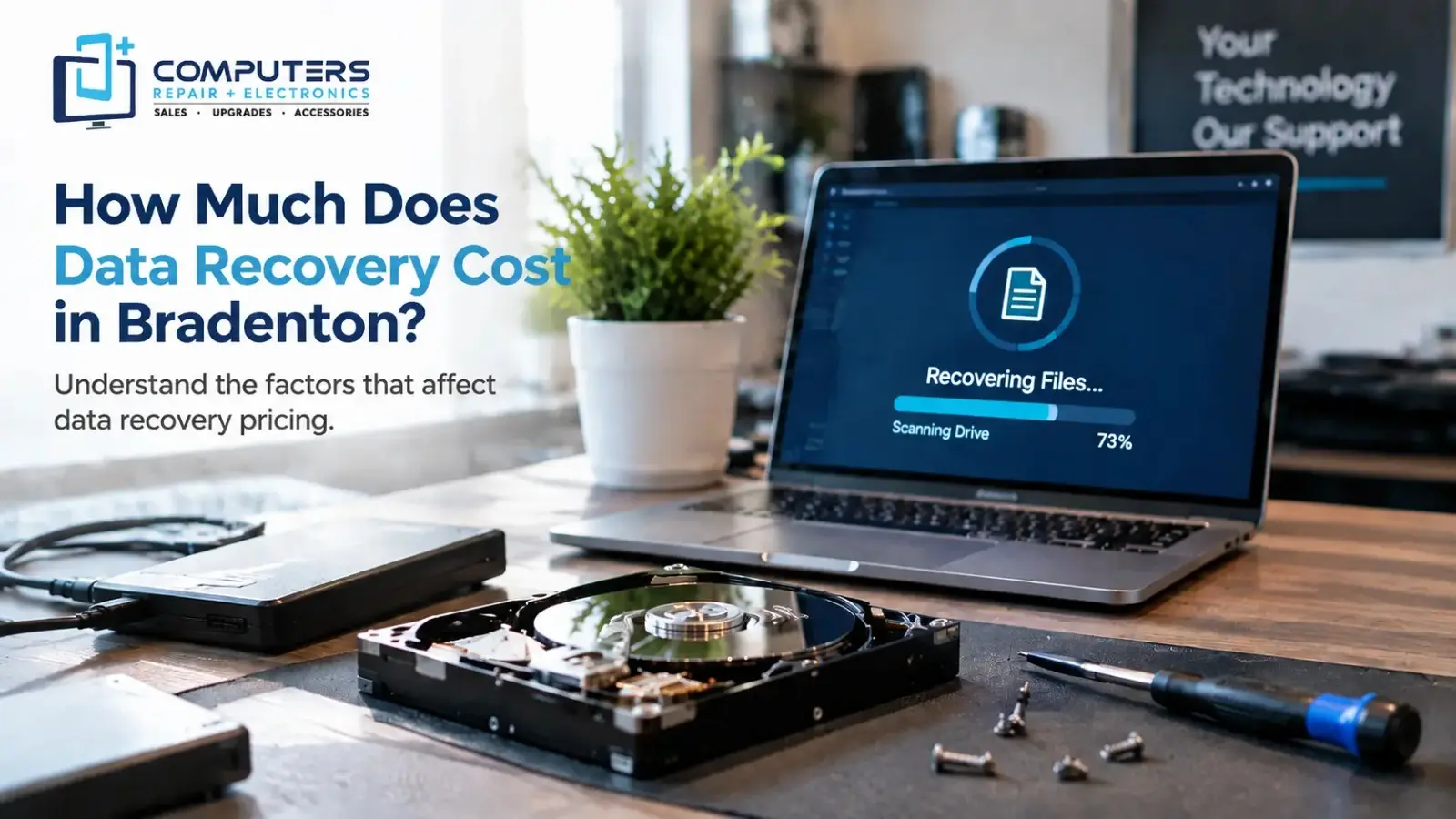 Hard drive data recovery service and pricing factors in Bradenton.