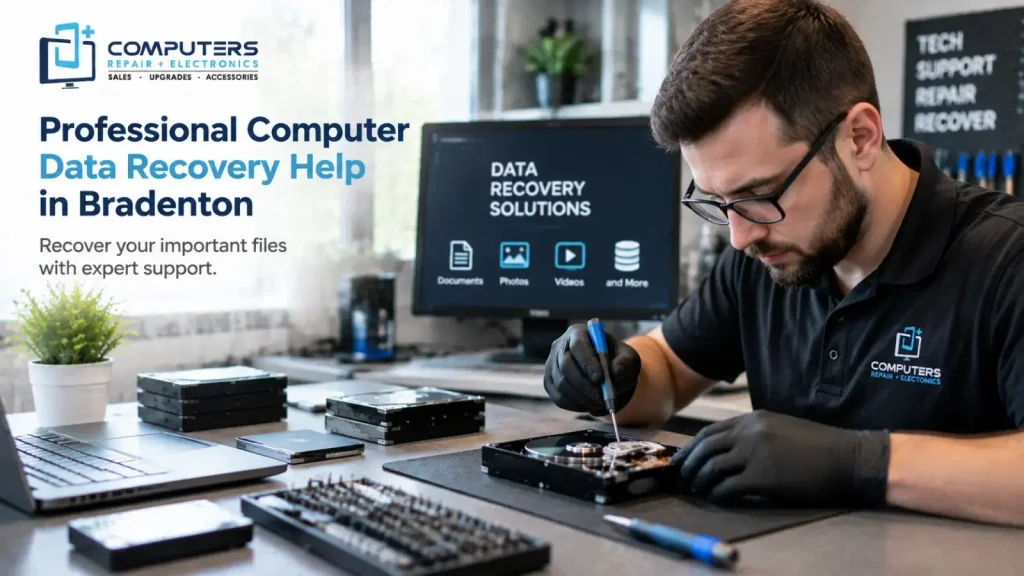 Computers Repair Plus data recovery service for lost files.