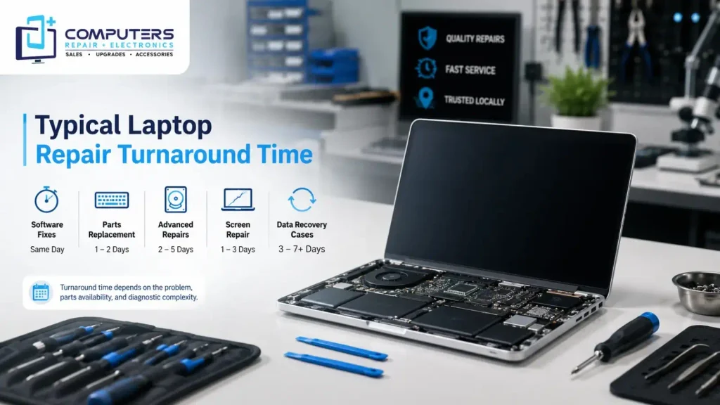 Laptop repair timeline explained by Computers Repair Plus in Bradenton.
