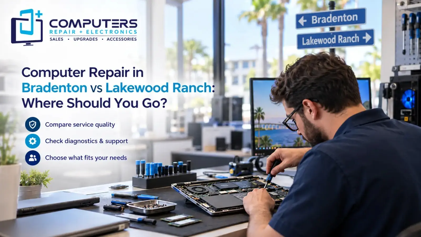 Computer repair in Bradenton vs Lakewood Ranch service options