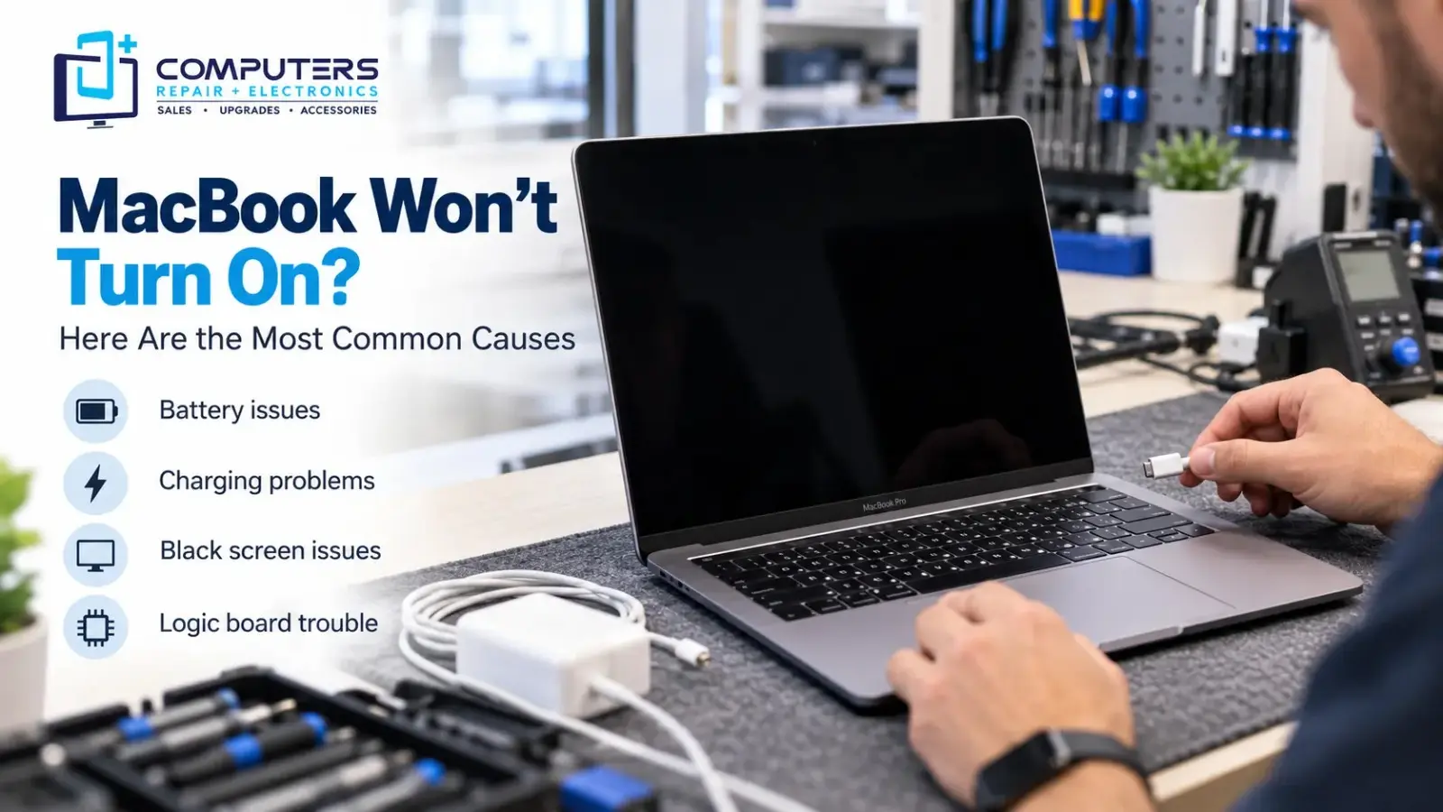 MacBook won’t turn on with common causes and repair options
