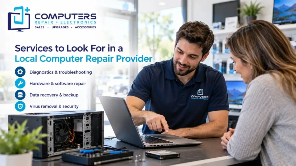 Computer repair services including diagnostics and data recovery